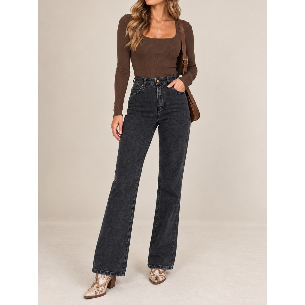 Rolla's Dusters Bootcut High Rise Slim Jeans Faded Black Size 26 539243